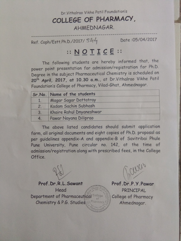 Ph.D Notification